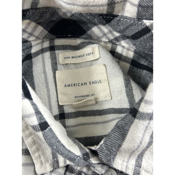 American Eagle Ahh-Mazingly Soft Boyfriend Fit Flannel Button Front Shirt Sz XS - Picture 3 of 5
